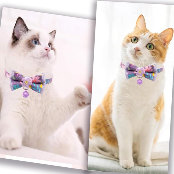 Cat Collars,HYQHYX Floral Bow Collar with Bell, Removable Cat Collar with Tie, Cute cat Collar for Cats and Puppies - Image 6