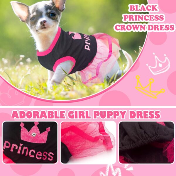 2-Pack Dog Dresses for Small Dog Girls Cute Princess Girl Dog Clothes with Bling Rhinestones Tutu Pet Dress Outfit Female Dog Clothes for Small Dog Girl Teacup Chihuahua Yorkie (XX-Small) - Image 2