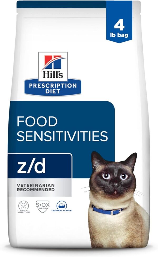 Hill's Prescription Diet z/d Skin/Food Sensitivities Dry Cat Food, Veterinary Diet, 4 lb. Bag