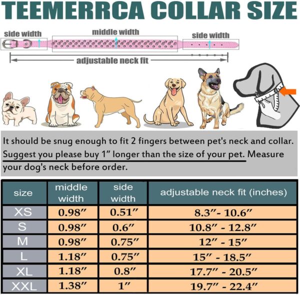 TEEMERRYCA Adjustable Leather Spiked Studded Dog Collars with a Squeak Ball Gift for Small Medium Large Pets Like Cats/Pit Bull/Bulldog/Pugs/Husky, Pink, L(15"-18.5") - Image 6