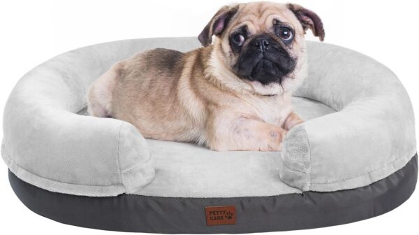 Orthopedic Dog Bed for Medium Dogs with Memory Foam, Waterproof Pet Bed Soft Sofa with Washable Removable Cover Anti-slip Bottom, Extra Head and Neck Support Sleeper, 30” Grey