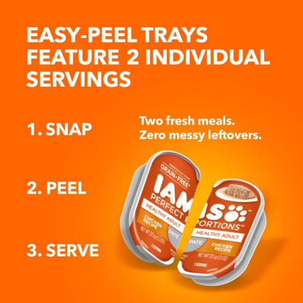 IAMS Perfect Portions Healthy Adult Wet Cat Food with Chicken Recipe, Easy Peel Twin-Pack Trays, Pack of 24 (48 Total Servings) - Image 7