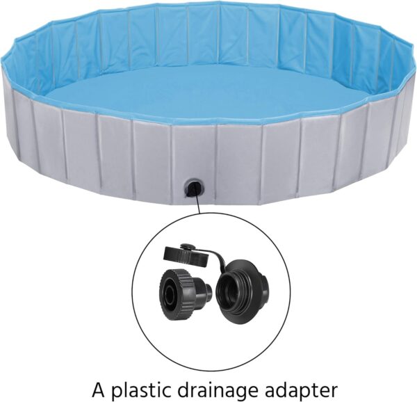 Yaheetech Dog Pet Bath Pool Foldable Hard Plastic Doggie Duck Swimming Pool Collapsible PVC Outdoor Bathing Tub Dog Pools for Large Small Dogs-63 x 11.8 inch,XXL,Gray - Image 9