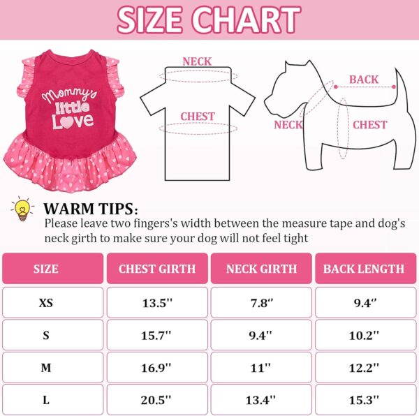 2 Pieces Dog Dresses for Small Dogs Cute Girl Female Dog Dress Mommy Puppy Shirt Skirt Doggie Dresses Pet Summer Clothes Apparel for Dogs and Cats (Love and Angel,Extra Small) - Image 2