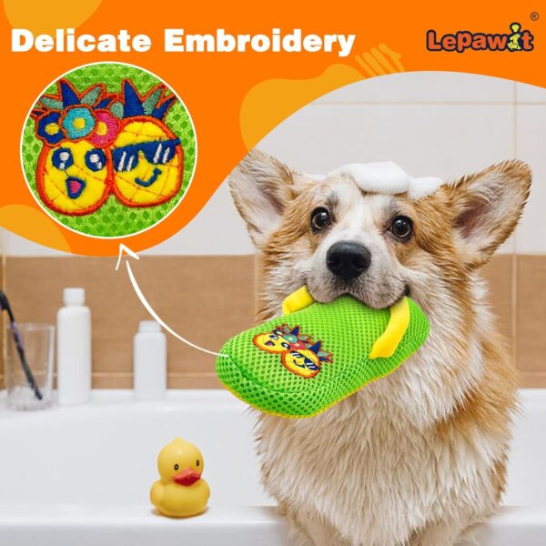 Squeaky Dog Toys, Floating Dog Toys with Mesh for Cleaning Teeth, Green Slippers Dog Gifts for Small and Medium Dogs - Image 3