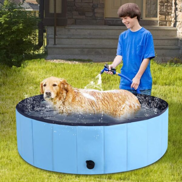 MorTime Foldable Dog Pool Portable Pet Bath Tub Large Indoor & Outdoor Collapsible Bathing Tub for Dogs and Cats (L, 63" x 12") - Image 4