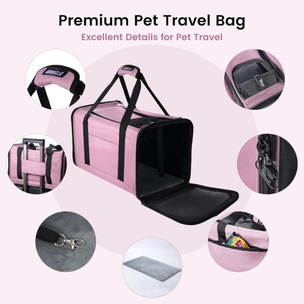 Cat Carrier, Dog Pet Carrier Airline Approved Soft Bag for Small Dogs,Medium Cats and Guinea Pig, Travel Bag for 2 Cats Under 26 LBS, Collapsible Soft Sided Cat Backpack TSA Travel Bag-Purple - Image 3