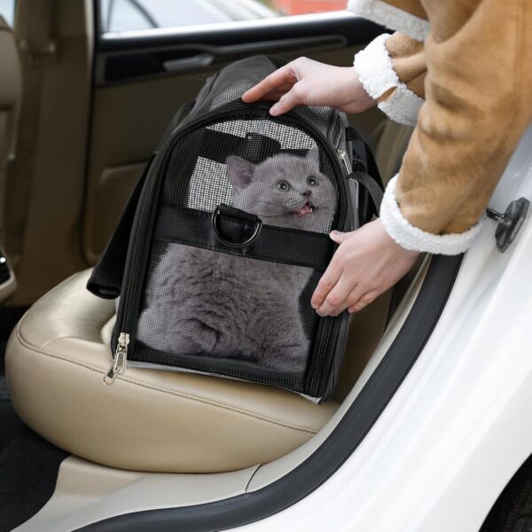 4 Pcs Cat Carrier Soft Pet Carrier for Cat Under 13lbs, 16.9'' x 11'' x 7.5'', Soft Sided Foldable Comfortable and Portable Carrying Bag for Cat, Small Dog Pet Travel(Black, Gray) - Image 7