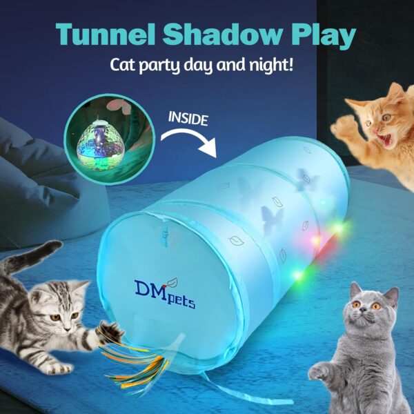 Migipaws Cat Toys, Interactive Cat Toy for Indoor Cats Play Moving Shadow of Butterfly Feather Project on Cat Tunnel, Cardboard Box Toys, Rechargeable - Image 2