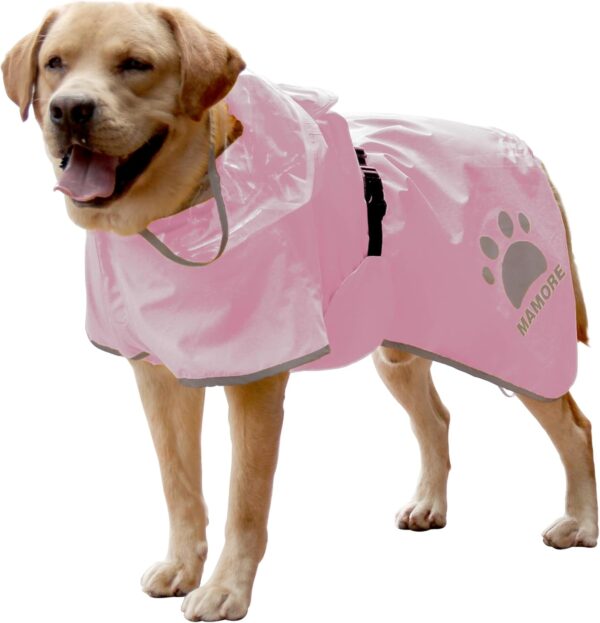 MAMORE Dog Raincoat Hooded Poncho,Waterproof Dog Rain Coat with Reflective Strip, Adjustable Lightweight Dog Rain Jacket with Double Layer for Large Medium Small Dogs (Pink, XXX-Large) - Image 8