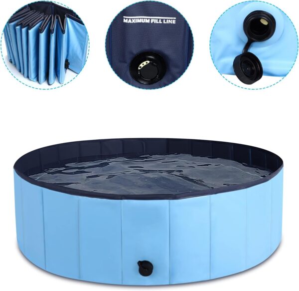 MorTime Foldable Dog Pool Portable Pet Bath Tub Large Indoor & Outdoor Collapsible Bathing Tub for Dogs and Cats (L, 63" x 12") - Image 7