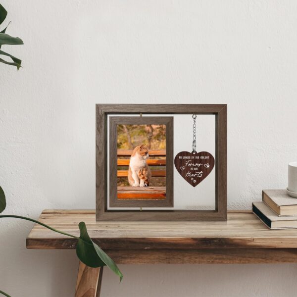 Forever in our hearts Cat Picture Frame,Sympathy Gifts for Loss of Cat,Pet Loss Remembrance Rotating Floating Picture Frame,Cat Loss Sympathy Bereavement Remembrance Gift,Fits 4x6 In Photo - Image 3