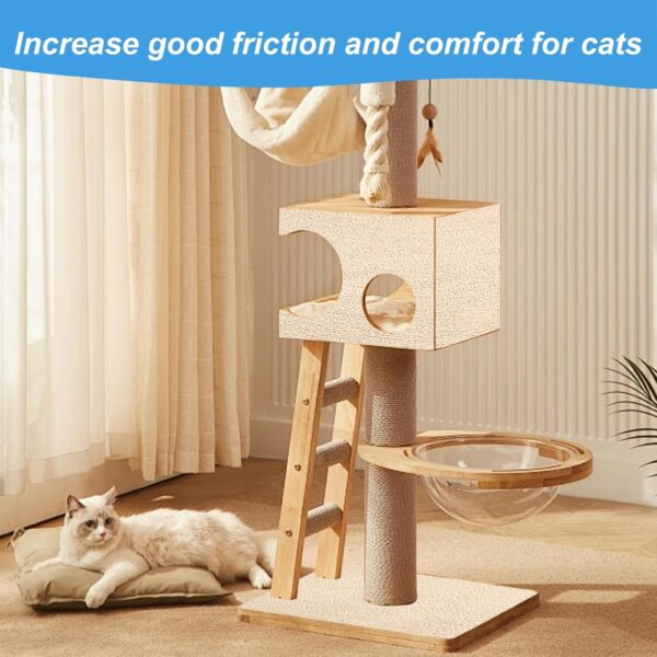 118”x15.8” Trimmable Cat Scratching Post Carpet Cover Cat Scratcher Mat Self-Adhesive Cat Tree Shelves Replacement Parts Mat Cat Scratcher for Shelves Steps Couch Furniture Protector(Beige) - Image 6