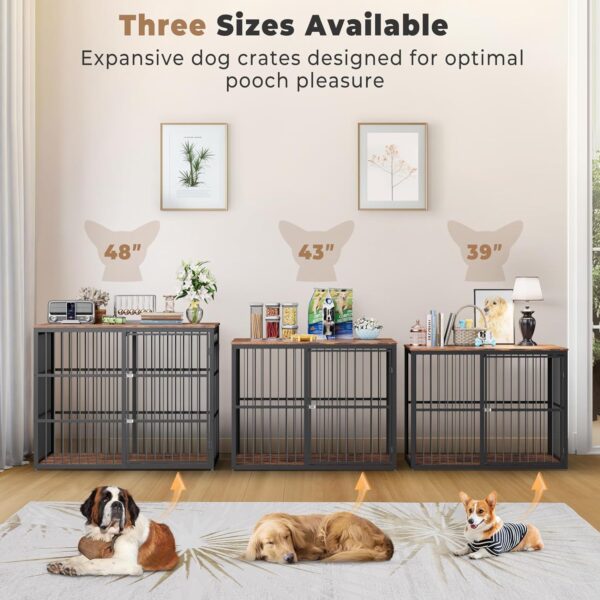 48'' Dog Crate Furniture with 3 Doors,Wooden Dog Crate End Table Heavy Duty Indoor Combination Dog Cage for Medium to Large Dogs, Multiple Units Can be Combined - Image 6