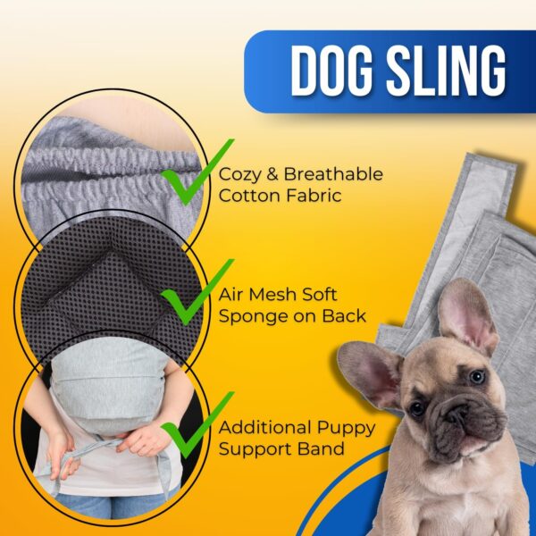 Dog Swaddle Carrier-Sling for Small Dogs-Stylish Grey Shoulder and Neck Dog Holder Carrier-Hands Free and Adjustable Dog Wrap Puppy Pouch Carrier Front-Puppy Sling Carrier for Small Dogs 0-15 lbs - Image 7