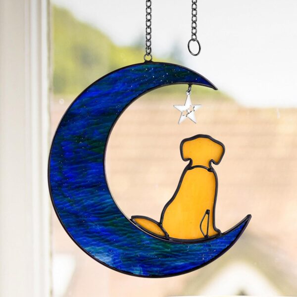 PCS Pet Memorial Gifts for Dogs, Dog Glass Sun Catcher Window Hanging Decor, Dog Memorial Gifts, Loss of Dog Sympathy Gift-Yellow Dog