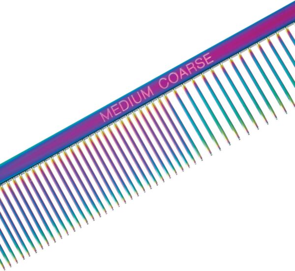 Master Grooming Tools Rainbow Greyhound Combs — European-Style Combs for Grooming Dogs - Medium/Coarse, 7½", Blue - Image 3