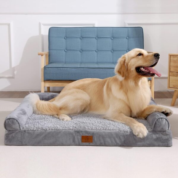 Washable Dog Bed with Removable Cover, Orthopedic Bed with Waterproof Lining, Memory Foam Bolster Sofa with Nonskid Bottom, Bed for Large, Extra Large Dogs - Image 7