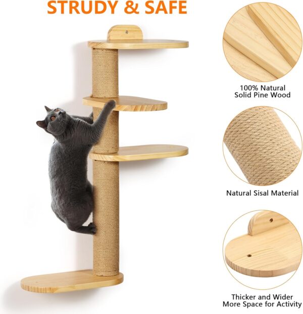 Cat Wall Shelves,Transformable Cat Scratching Post Wall Mounted, DIY Wall Mounted Cat Furniture for Climbing, Play, Nap (4-Layer) - Image 3