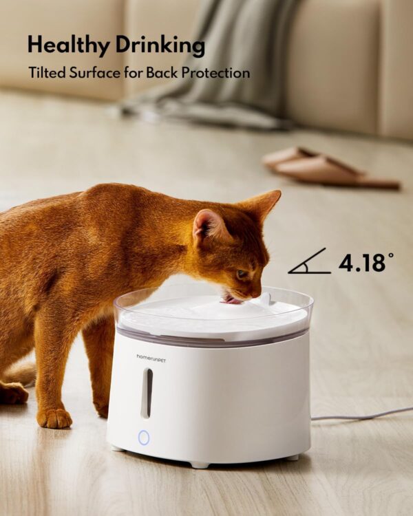 Silent Cat Water Fountain, HomeRunPet Pet Fountain with Wireless-Pump, Small-Dog Water Dispenser, Dual Mode, Quick Assembly & Easy-Clean, Filters Included, 68 oz/2L - Image 8