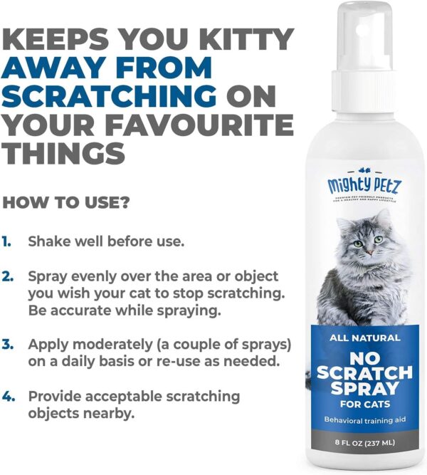 Mighty Petz Cat Deterrent Spray - Cat Indoor Repellent for Furniture, Plants, Couch Protector. Safe, Non-toxic Anti Scratch Spray Made with Natural Ingredients: Vanilla Cinnamon, 8 oz - Image 8