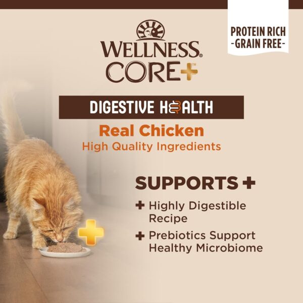 Wellness CORE+ Digestive Health Grain-Free Natural Wet Cat Food, Sensitive Stomach, Easily Digestible (Chicken Pate, 3 Ounce Can, 12 Pack) - Image 3