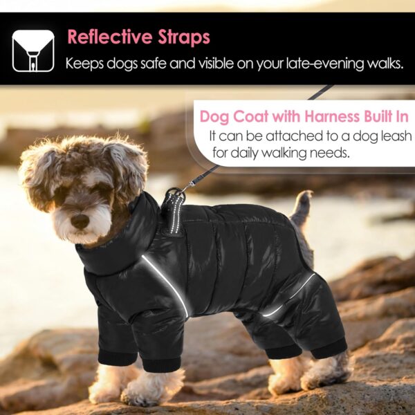 AOFITEE Dog Coat, Waterproof Dog Jacket for Winter, Warm Fullbody Dog Snowsuit, Zip Up Fleece Dog Vest, Cold Weather Dog Coats with Reflective Stripes, Outdoor Windproof Dog Apparel for Small Dogs, S - Image 4