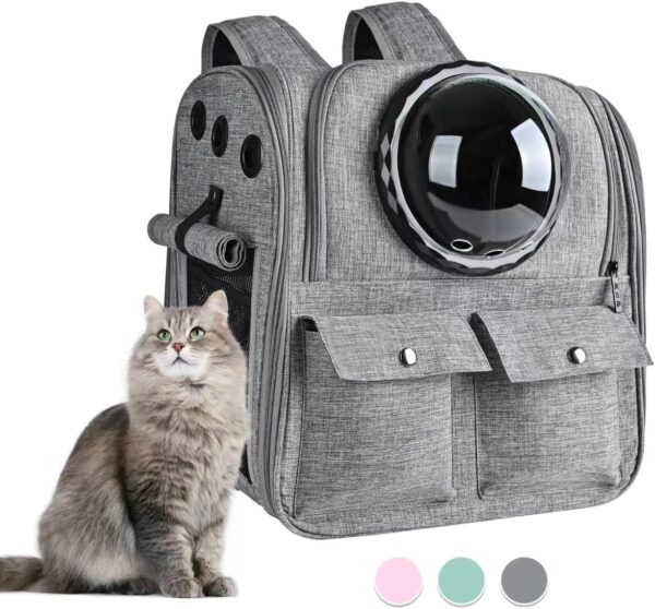 Cat Backpack Carrier, Airline Approved, Ventilated Design, Breathable Mesh for Small Cats and Dogs for Hiking and Camping, Carry Up to 25 Pounds (GreyUpgrade) - Image 8