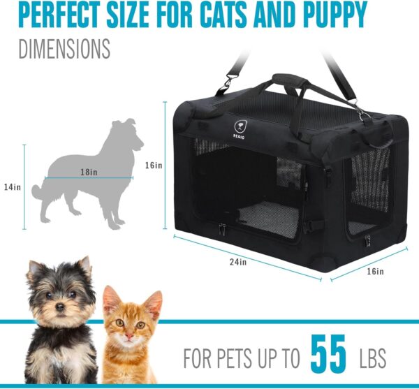 Large Cat Carrier for Car Travel, Pegic Soft Sided Collapsible Pet Carrier for Outdoor and Indoor Uses, Roomy Extra Large Cat Carrier for 2 Kittens, Large Cat or Puppies Up to 55lbs - Image 8