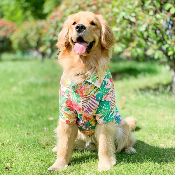 Dog Hawaiian Shirt, Summer Pet Clothes Large Dog Cool Costume Beach T-Shirt for Medium Large Dog(Red,5XL) - Image 2