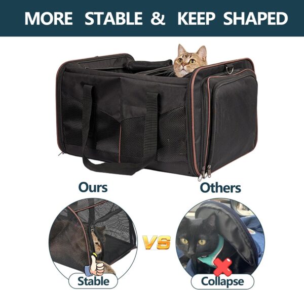 Cat Carrier for 2 Cats - INRLKIT Cat Carrier with Litter Box, Portable 2-in-1 Double Cat Travel Carrier Bag for Traveling, Expandable Soft-Sided Cat Carrier, Dog Carrier, Pet Carrier (Black) - Image 4