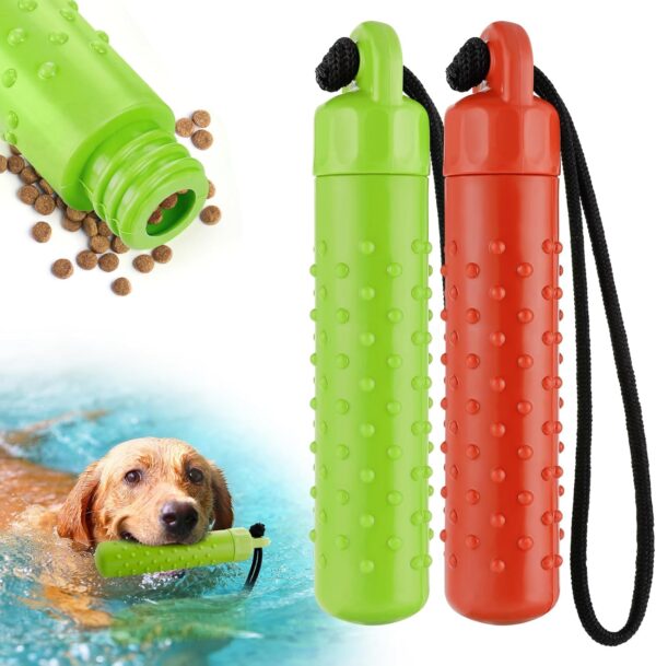 MEWTOGO 2Pcs Floating Dog Pool Toys - Interactive Fetching Dog Water Toys for Hiding Food, Lightweight TPR Bumper Toys with Rope for Summer Outdoor Dogs Training Playing