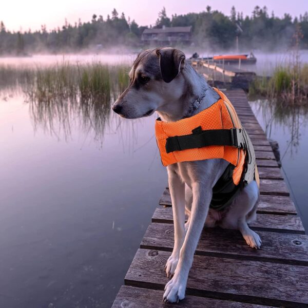 Dog Life Jacket Swimming Vest Lightweight High Reflective Pet Lifesaver with Lift Handle, Leash Ring Orange,L - Image 5