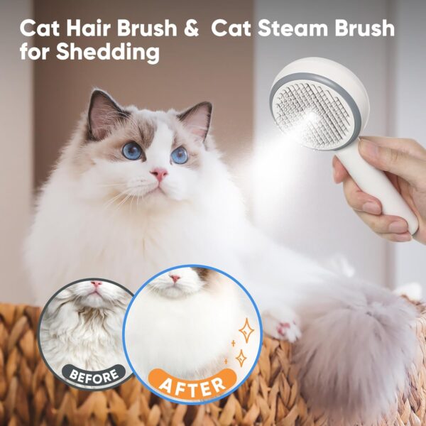 Pet Steam Brush, Cat & Dog Brush for Shedding, Cat Steam Brush, Cat Hair Brush, Steam Brush for Cats, Steam Cat Brush with Release Button and Tank - Image 3