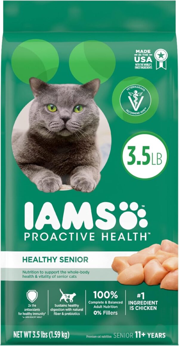 IAMS Proactive Health Healthy Senior Dry Cat Food with Chicken, 3.5 lb. Bag