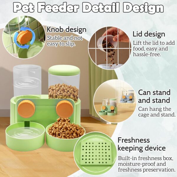 kathson Hanging Automatic Pet Food Water Dispenser,Cat Food and Water Dispenser Set Rabbit Water Dispenser Small Animal Feeding&Watering Supplies for Small Cats Dogs,Rabbits,Ferrets(Green) - Image 3