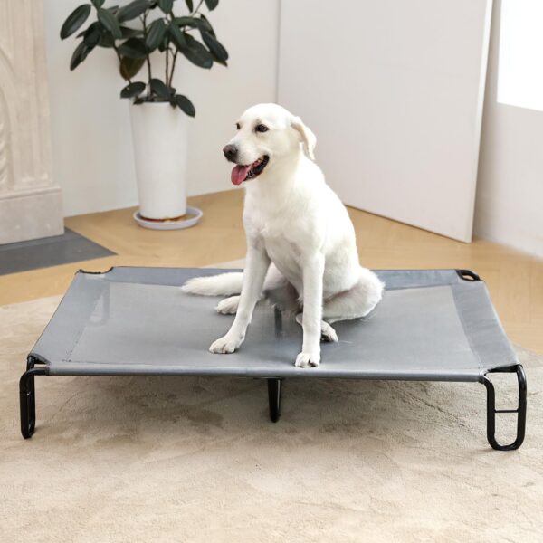 Elevated Outdoor Dog Bed - Dog Cots beds for Large Dogs XL, Waterproof Raised Dog Bed Easy to Assemble, Cooling Elevated Dog Bed with Teslin Mesh, Durable, Non Slip, Up to 85 lbs,Grey - Image 5