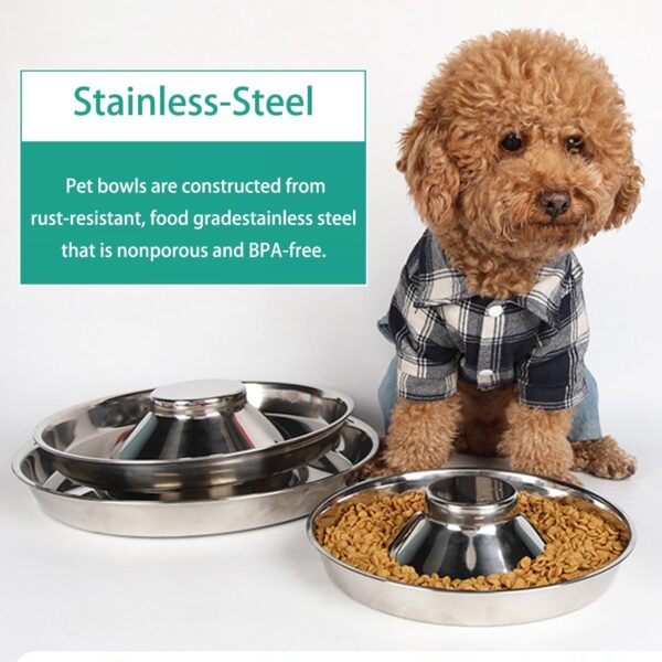 Dog Bowl Slow Feeder Stainless Steel Food and Water Dish Metal Dish Cat Bowls for Indoor Cats Tray - Image 3