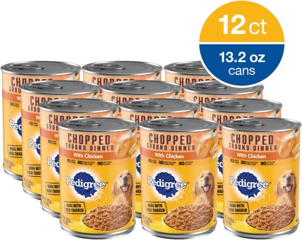 PEDIGREE CHOPPED GROUND DINNER Adult Canned Soft Wet Dog Food with Chicken, 13.2 oz. Cans (Pack of 12) - Image 2