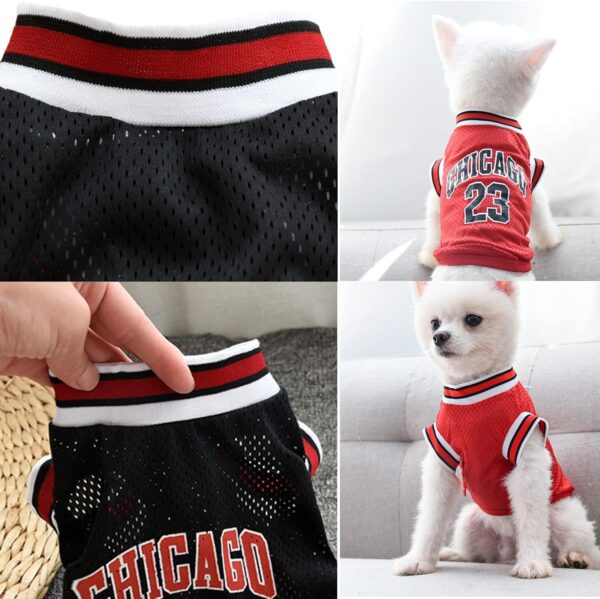 Dog Basketball Jersey Clothes Boy Girl Pet Vest Puppy Shirt Apparel Cute Outfit Summer Fashion Cotton Tshirt Female for Large Dogs, Medium & Small Chihuahua,Yorkies, BLUE+RED, XXL - Image 3