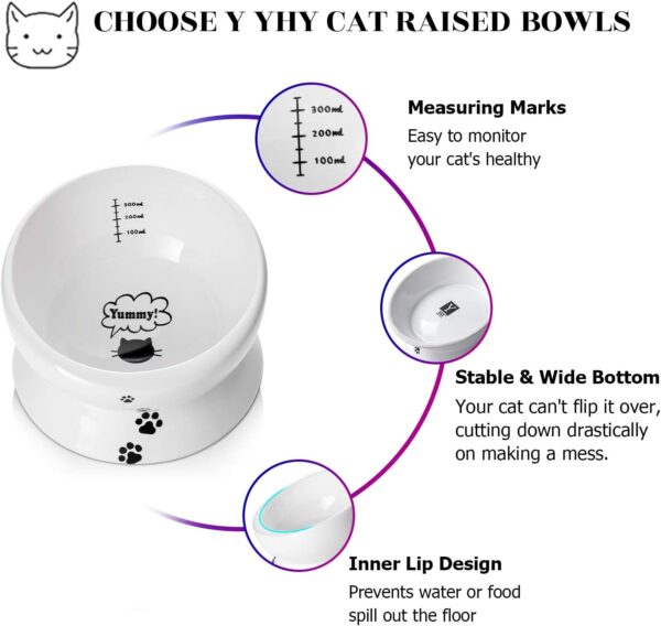 Y YHY Elevated Cat Food Bowl, Raised Pet Food and Water Bowl for Cat and Small Dog, Tilted Ceramic Water Bowl No Spill,15oz, Dishwasher Safe - Image 4