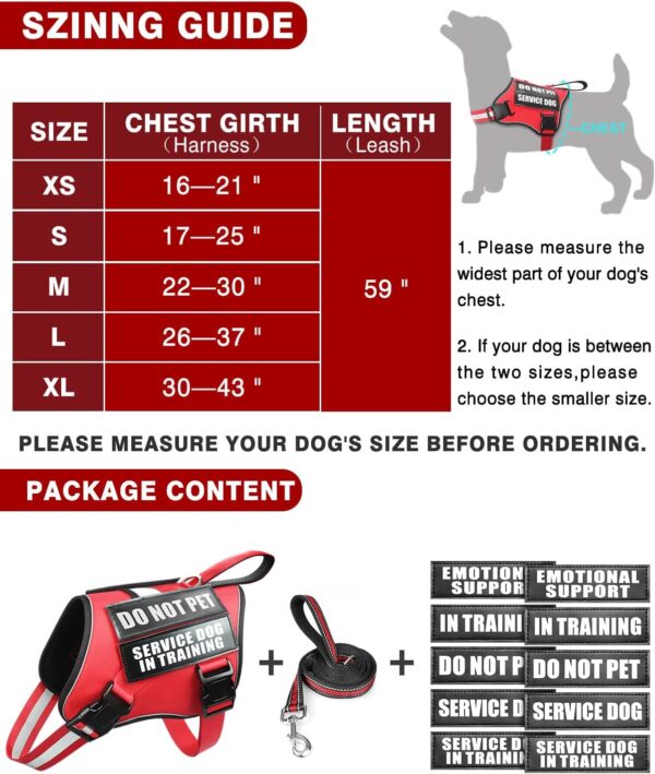 Service Dog Vest Harness and Leash Set+10 Patches for Puppy Small Dogs,Do Not Pet Emotional Support Dog Vest with 2 Soft Padded Handle for Everyday/Training (Red XS) - Image 6