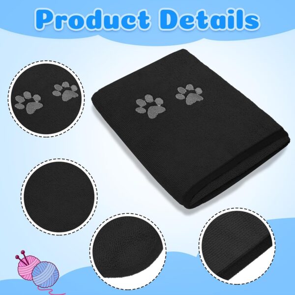 4 Pack Dog Towels for Drying Dogs Microfiber Dog Towel Soft Absorbent Pet Bath Towel Dog Drying Grooming Towel with Embroidered Paw for Pet Dog Cat Bathing Grooming (Black,35 x 20 Inch) - Image 7