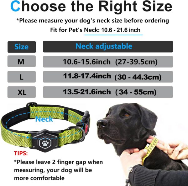 AirTag Dog Collar with Waterproof Air tag Holder, Luminous & Reflective,Comfortable and Durable 1000D Nylon, Dual Safety Buckle,Fit for Medium or Heavy Duty Large and Active Dogs【Airtag not Included】 - Image 2