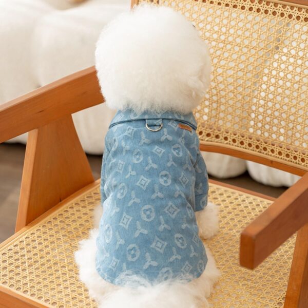 Clothes for Dogs Puppy Clothes Boy Dog Shirts Dog Clothes for Small Dogs Denim Shirt with Leash Ring Dog Pjs Female Pet Clothes Outfits Dog Hoodie Soft Puppy Sweatshirt Cat Shirts Light Blue S - Image 4