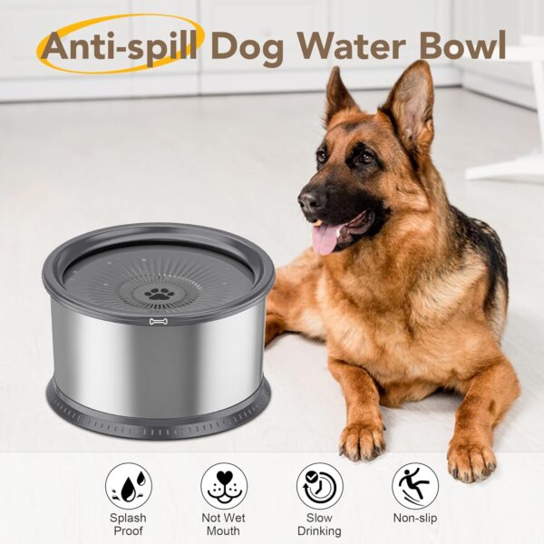 1.6 Gallon Dog Water Bowl, 6.5L/220oz Stainless Steel No Spill Water Bowl for Large Dogs, Super Large Capacity Splash Proof Pet Slow Water Feeder with Anti-Slip Mat for Mess Drinkers - Image 7