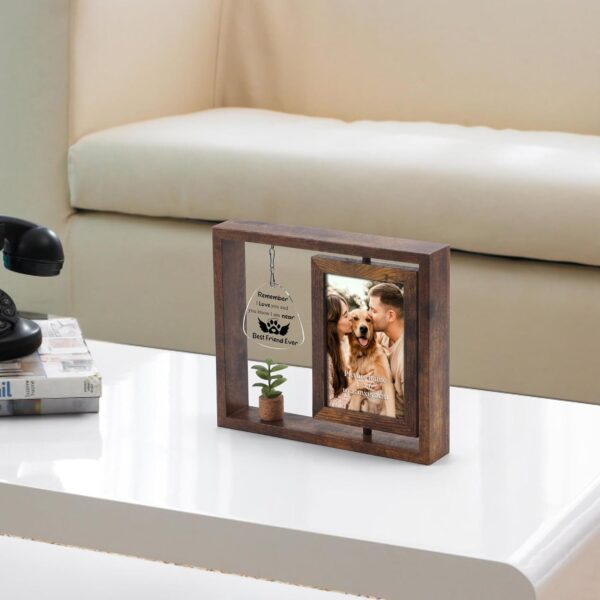 Pet Memorial Frame Gift for Loss of Dogs, Dog Picture Frame, Wood Rotating 4x6 Pet Bereavement Photo Frame, Dog Sympathy Gift for Pet Lover - Image 8