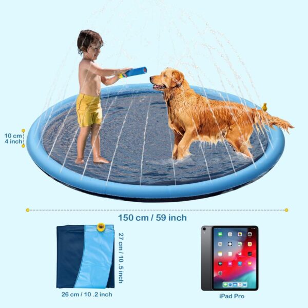 Splash Sprinkler Pad for Dogs - 59" Thicken Dogs Pet Swimming Pool Bathtub, 2024 New Packaging Pet Summer Backyard Playset & Water Toys for Dogs (59",Blue) - Image 7