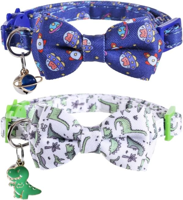 Cat Collar Breakaway with Cute Bow Tie and Bell Accessories for Kitty Adjustable Safety