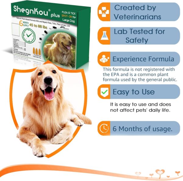 Complete Defense: Dog Flea and Tick Repellent Drops, Effective Pest Control, Natural Formula, includes Free Flea Collar and Comb, for Dogs 44-88 lbs, (6 Month Supply) - Image 2